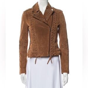 Brown Suede Studded Women's Jacket